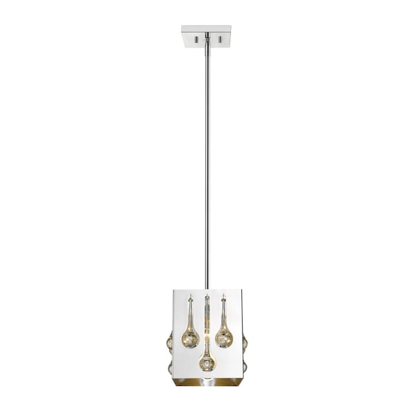 Oberon 1 Light Pendant, Chrome+ Crystal